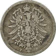 ALEMANIA - IMPERIO, Wilhelm I, Mark, 1875, Stuttgart, BC+, Plata, KM:7