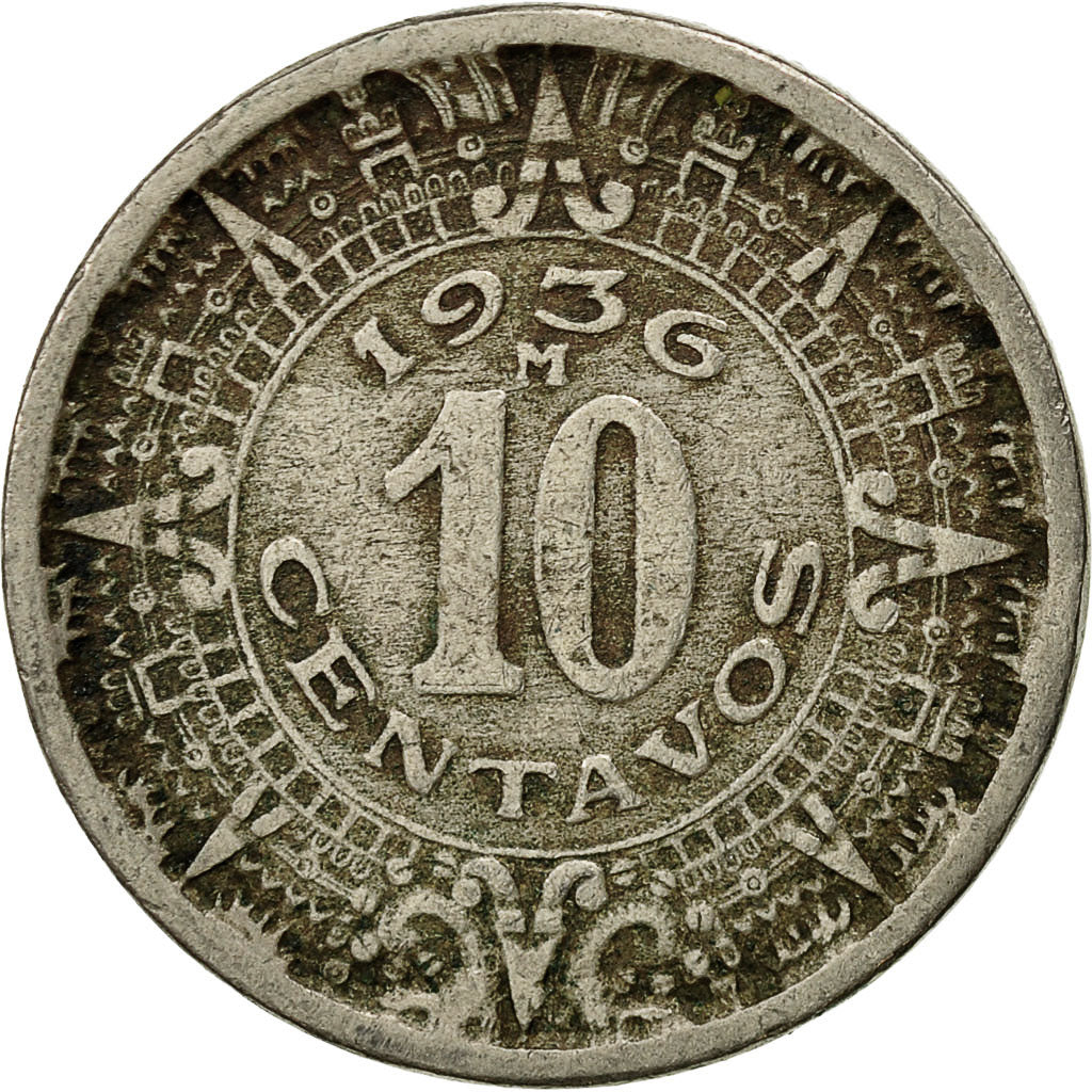Moneta, Messico, 10 Centavos, 1936, Mexico City, MB+, Rame-nichel, KM:432