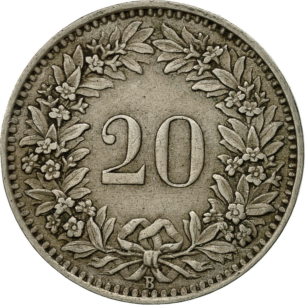 Coin, Switzerland, 20 Rappen, 1943, Bern, EF(40-45), Copper-nickel, KM:29a