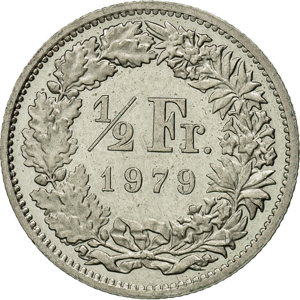 Münze, Schweiz, 1/2 Franc, 1979, Bern, VZ, Copper-nickel, KM:23a.1