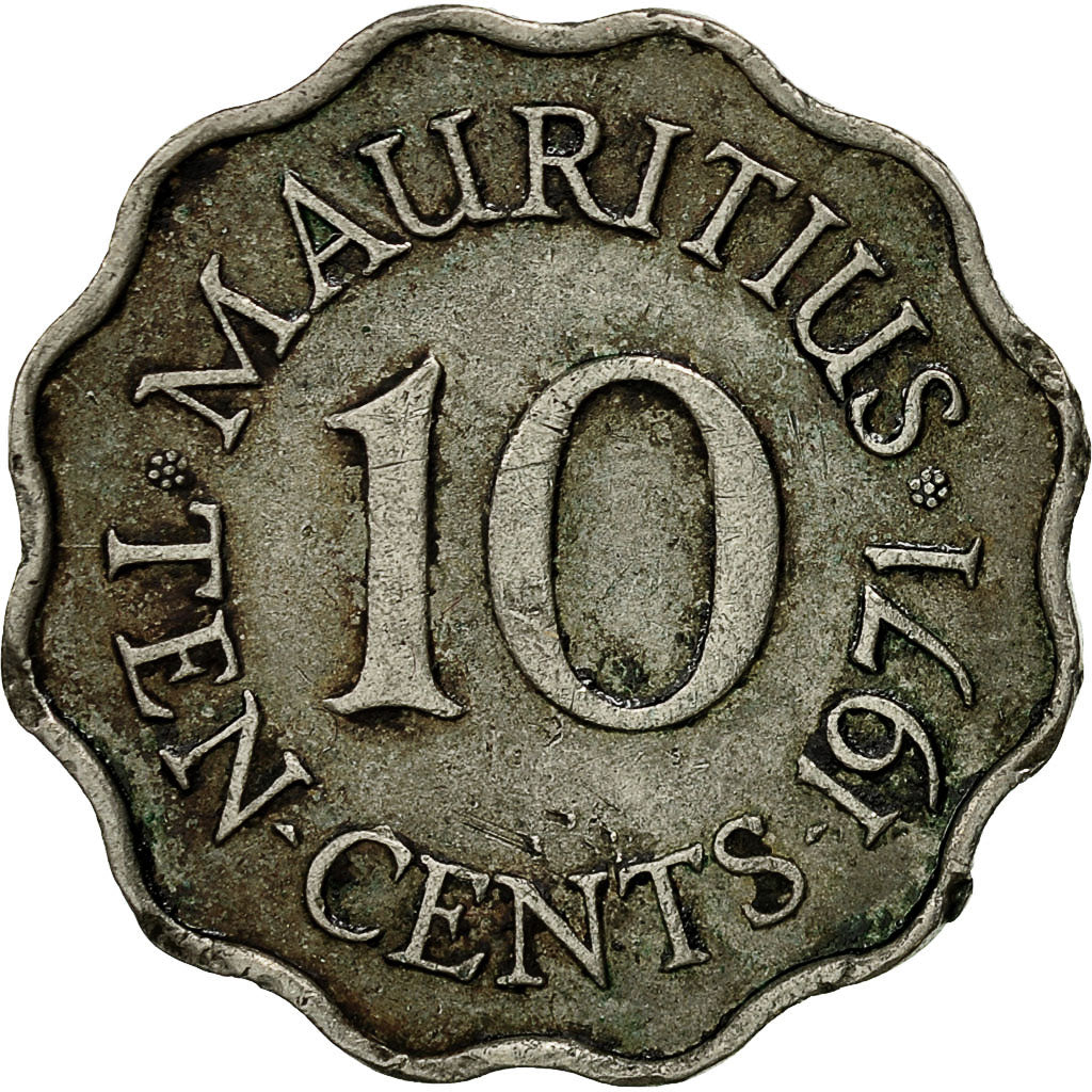 Coin, Mauritius, Elizabeth II, 10 Cents, 1971, EF(40-45), Copper-nickel, KM:33