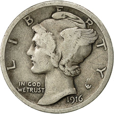 Stati Uniti, Barber Dime, Dime, 1916, U.S. Mint, Philadelphia, MB+, Argento