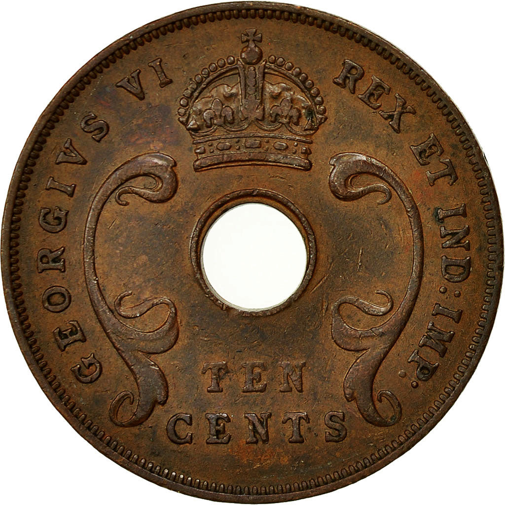 Coin, EAST AFRICA, George VI, 10 Cents, 1942, EF(40-45), Bronze, KM:26.2