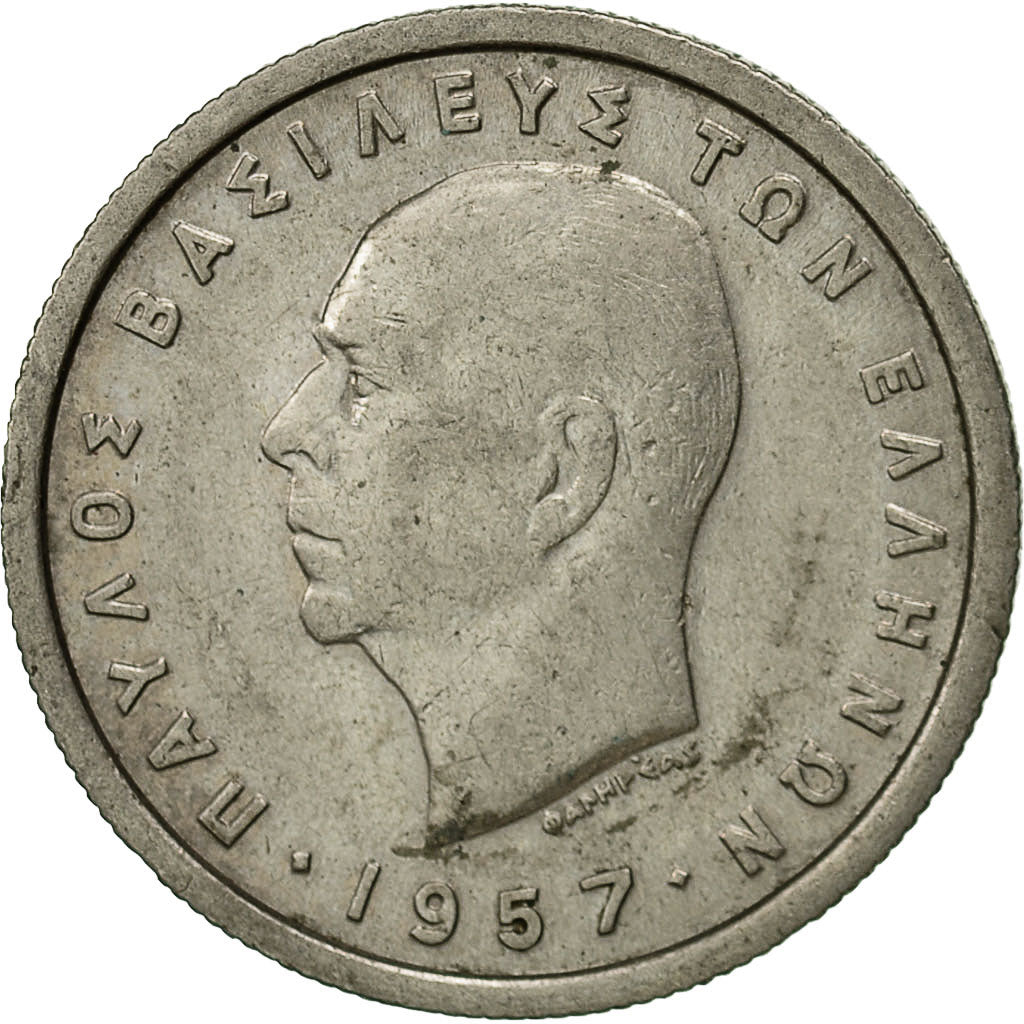 Moneta, Grecia, Paul I, Drachma, 1957, BB, Rame-nichel, KM:81
