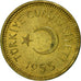 Moneda, Turquía, 10 Kurus, 1955, MBC, Latón, KM:888