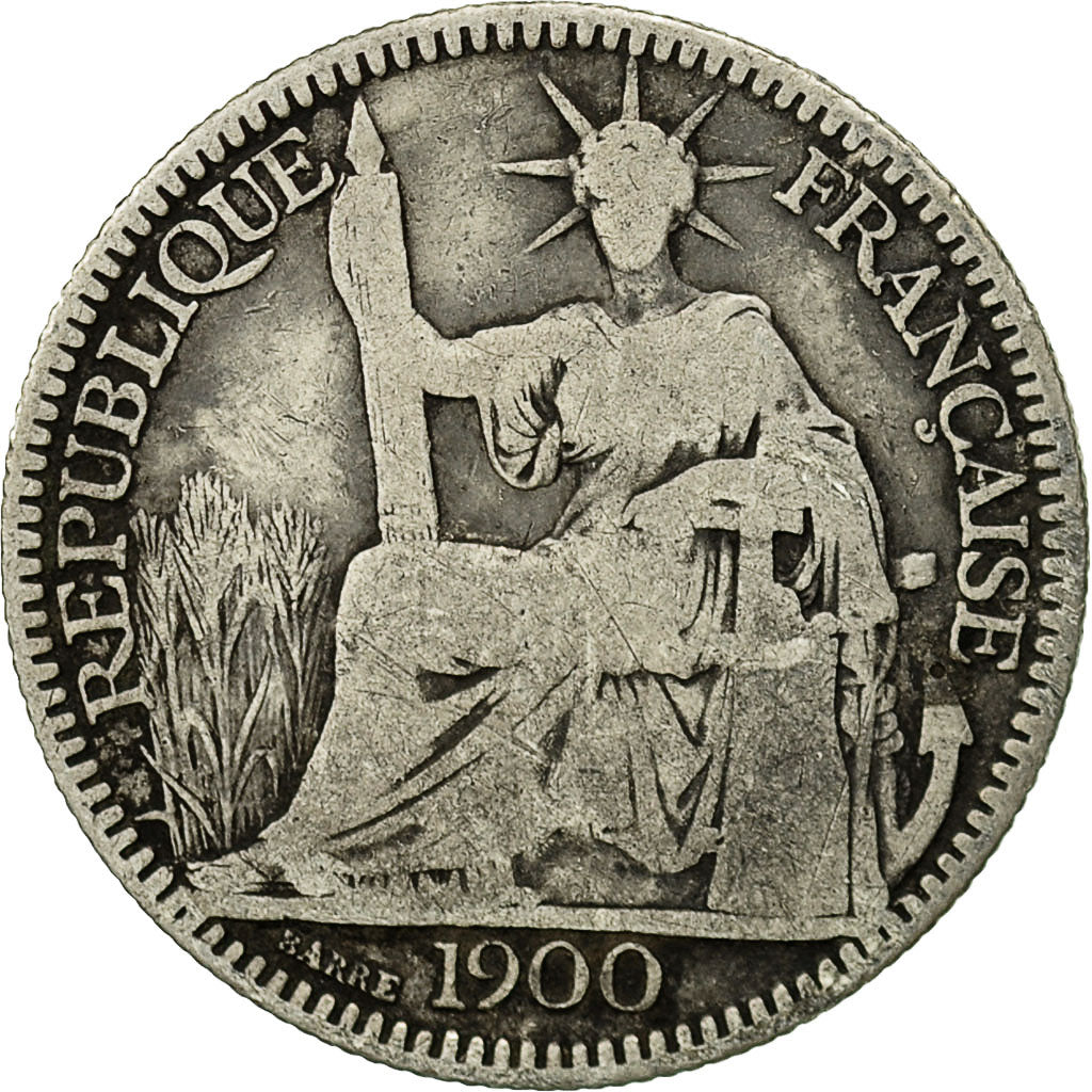 Coin, FRENCH INDO-CHINA, 10 Cents, 1900, Paris, VF(30-35), Silver, KM:9
