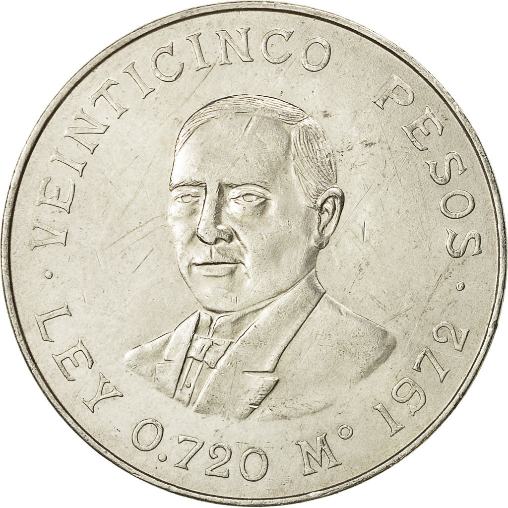 Moneda, México, 25 Pesos, 1972, Mexico City, EBC, Plata, KM:480