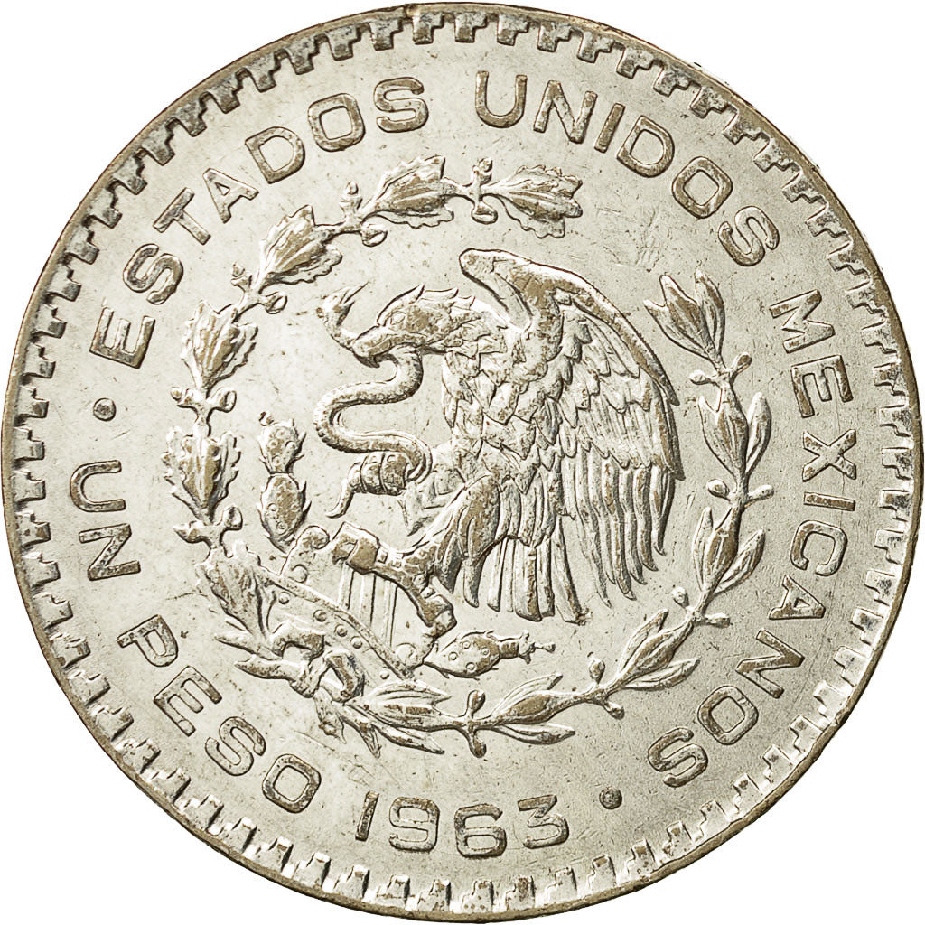 Mexico, Peso, 1963, Mexico City, AU(55-58), Silver, KM:459