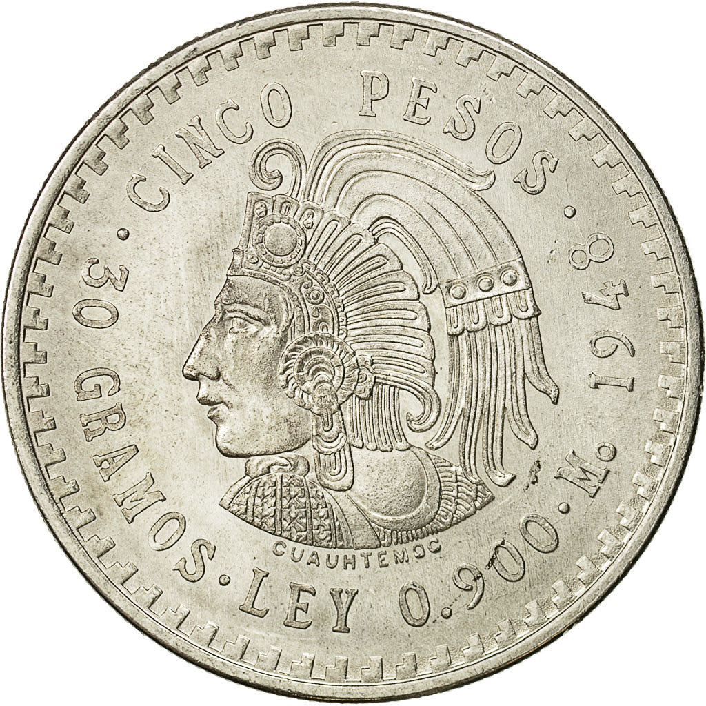 Mexico, 5 Pesos, 1948, Mexico City, AU(55-58), Silver, KM:465