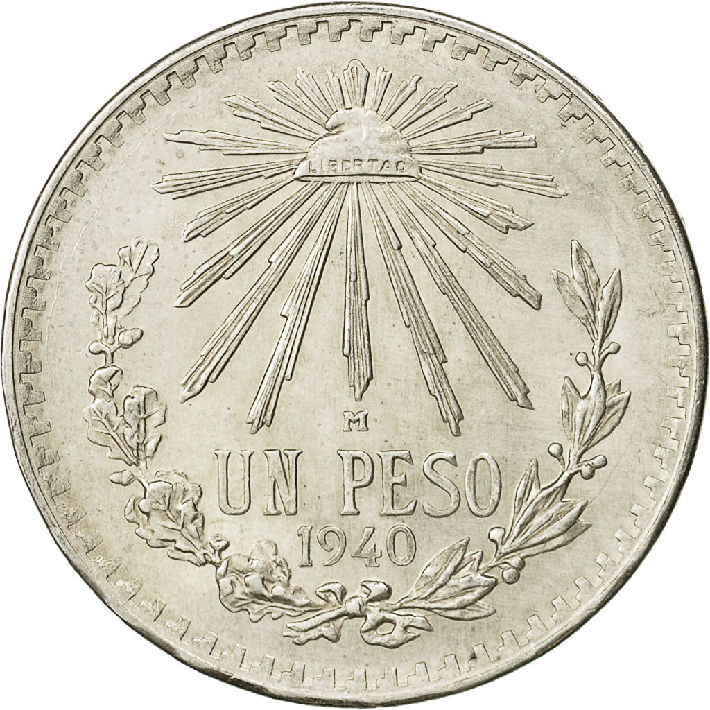 Mexico, Peso, 1940, Mexico City, AU(55-58), Silver, KM:455