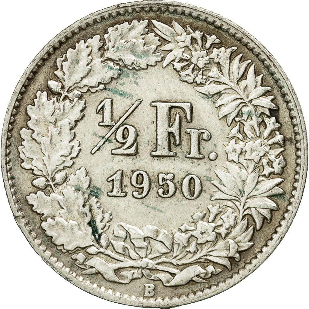 Coin, Switzerland, 1/2 Franc, 1950, Bern, EF(40-45), Silver, KM:23