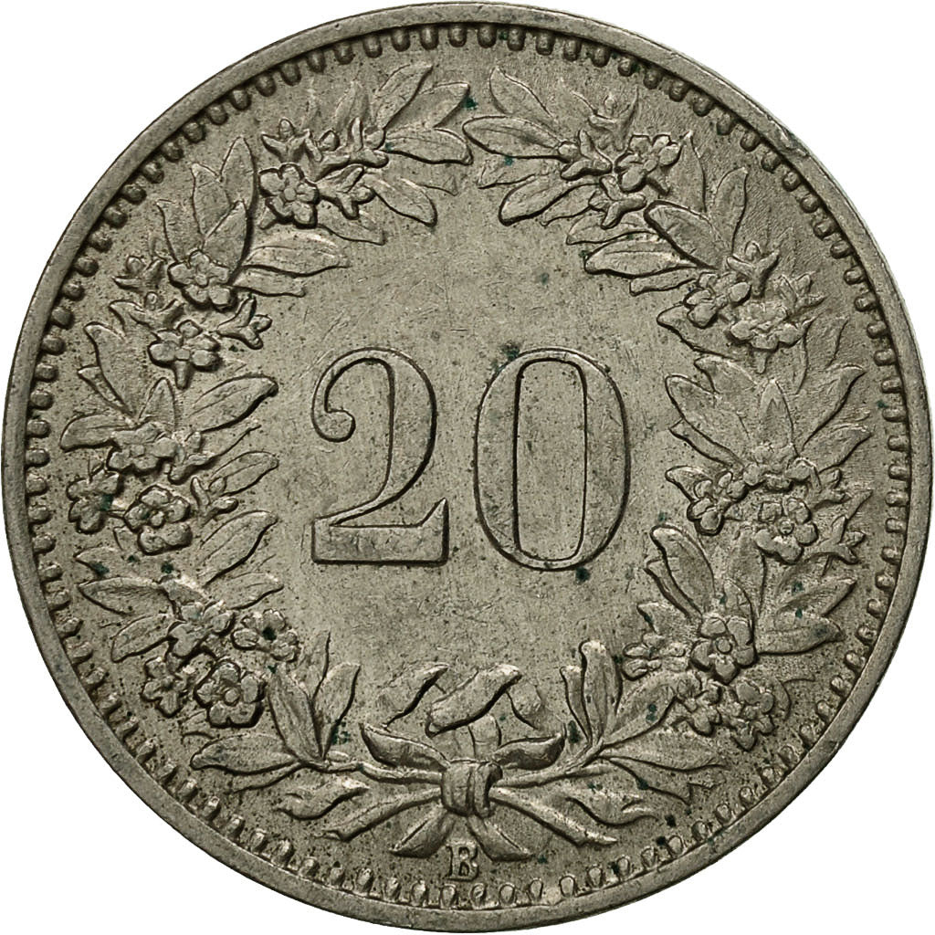 Coin, Switzerland, 20 Rappen, 1947, Bern, EF(40-45), Copper-nickel, KM:29a
