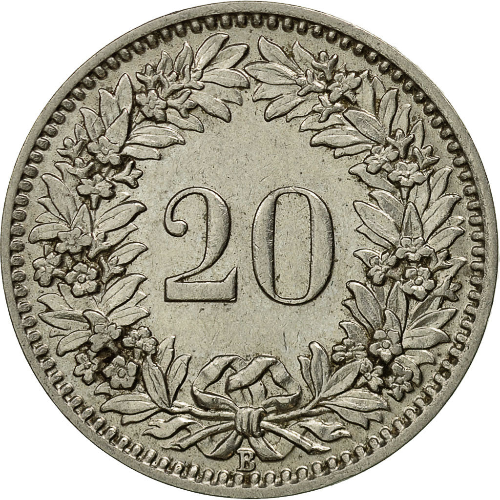 Coin, Switzerland, 20 Rappen, 1930, Bern, EF(40-45), Nickel, KM:29