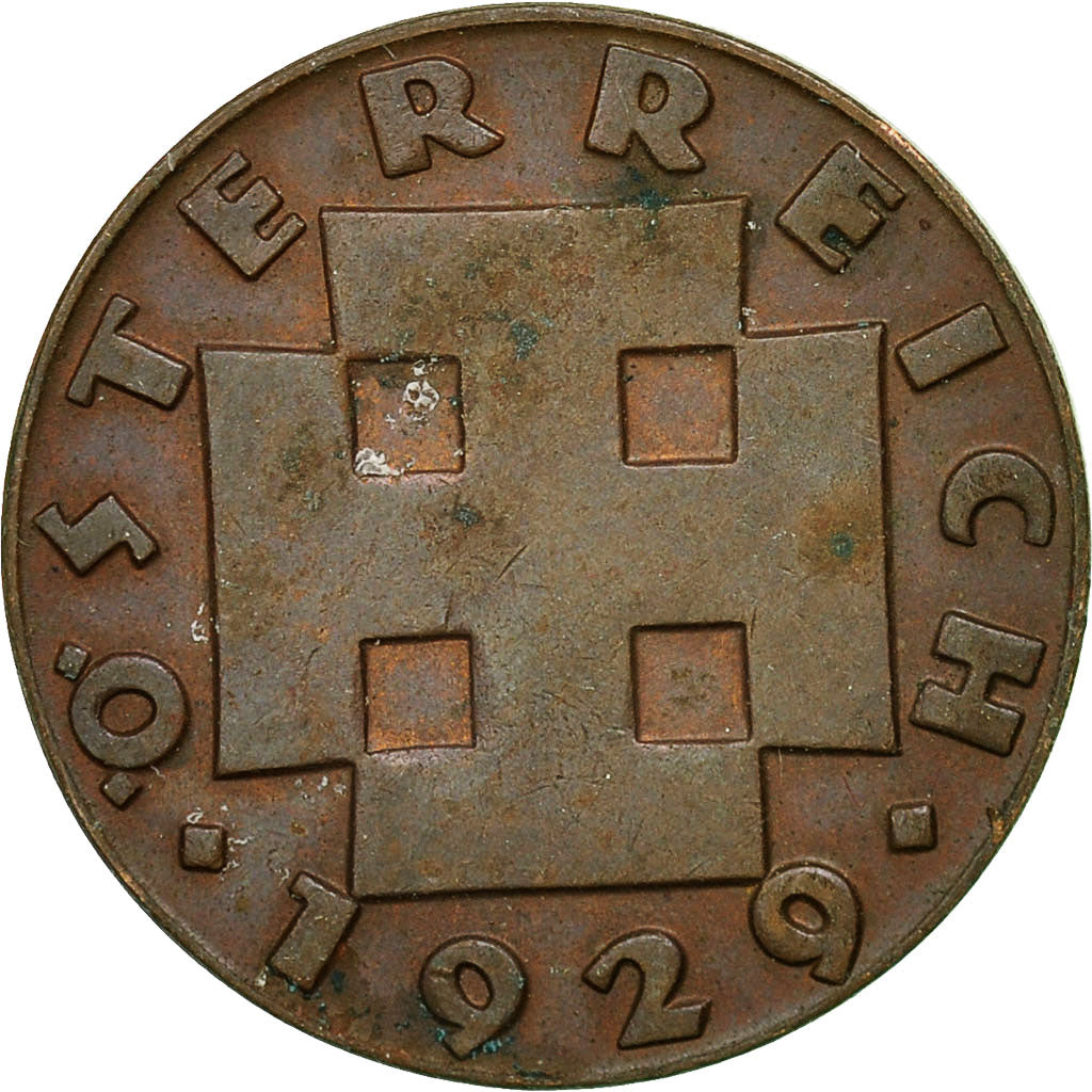Coin, Austria, 2 Groschen, 1929, EF(40-45), Bronze, KM:2837