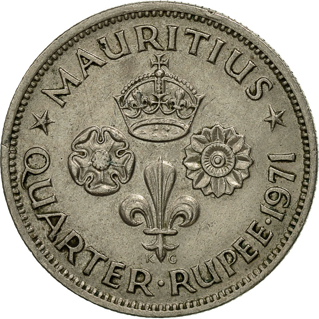 Coin, Mauritius, Elizabeth II, 1/4 Rupee, 1971, EF(40-45), Copper-nickel, KM:36