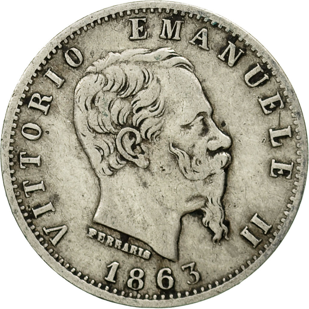 Coin, Italy, Vittorio Emanuele II, 20 Centesimi, 1863, Milan, EF(40-45), Silver