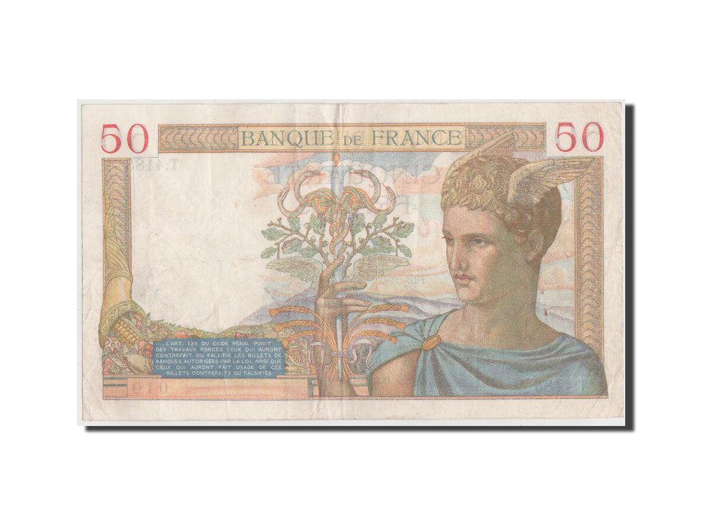 Banknote, France, 50 Francs, 50 F 1934-1940 ''Cérès'', 1936, AU(50-53)