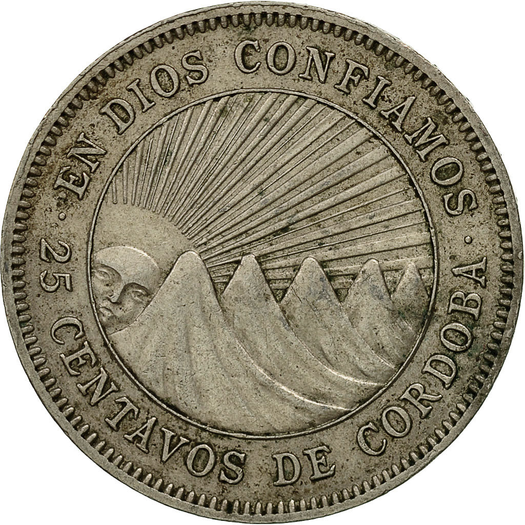 Moneda, Nicaragua, 25 Centavos, 1956, MBC, Cobre - níquel, KM:18.1
