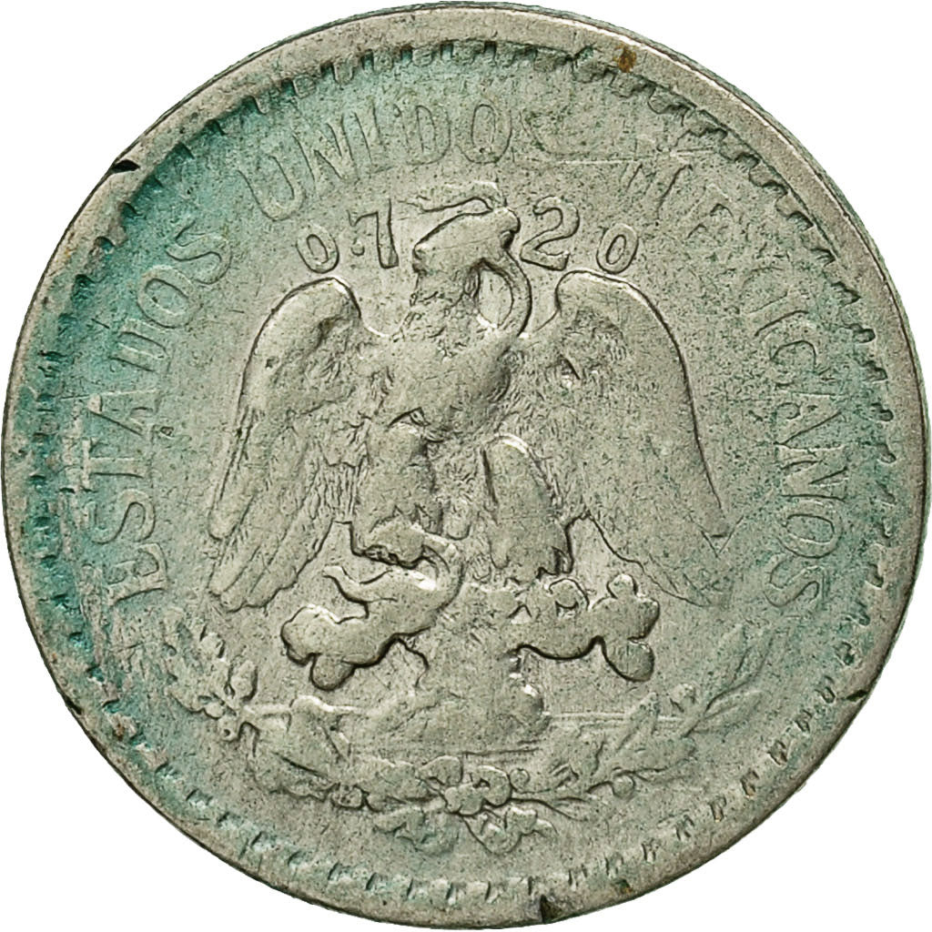 México, 10 Centavos, 1925, Mexico City, MBC, Plata, KM:431