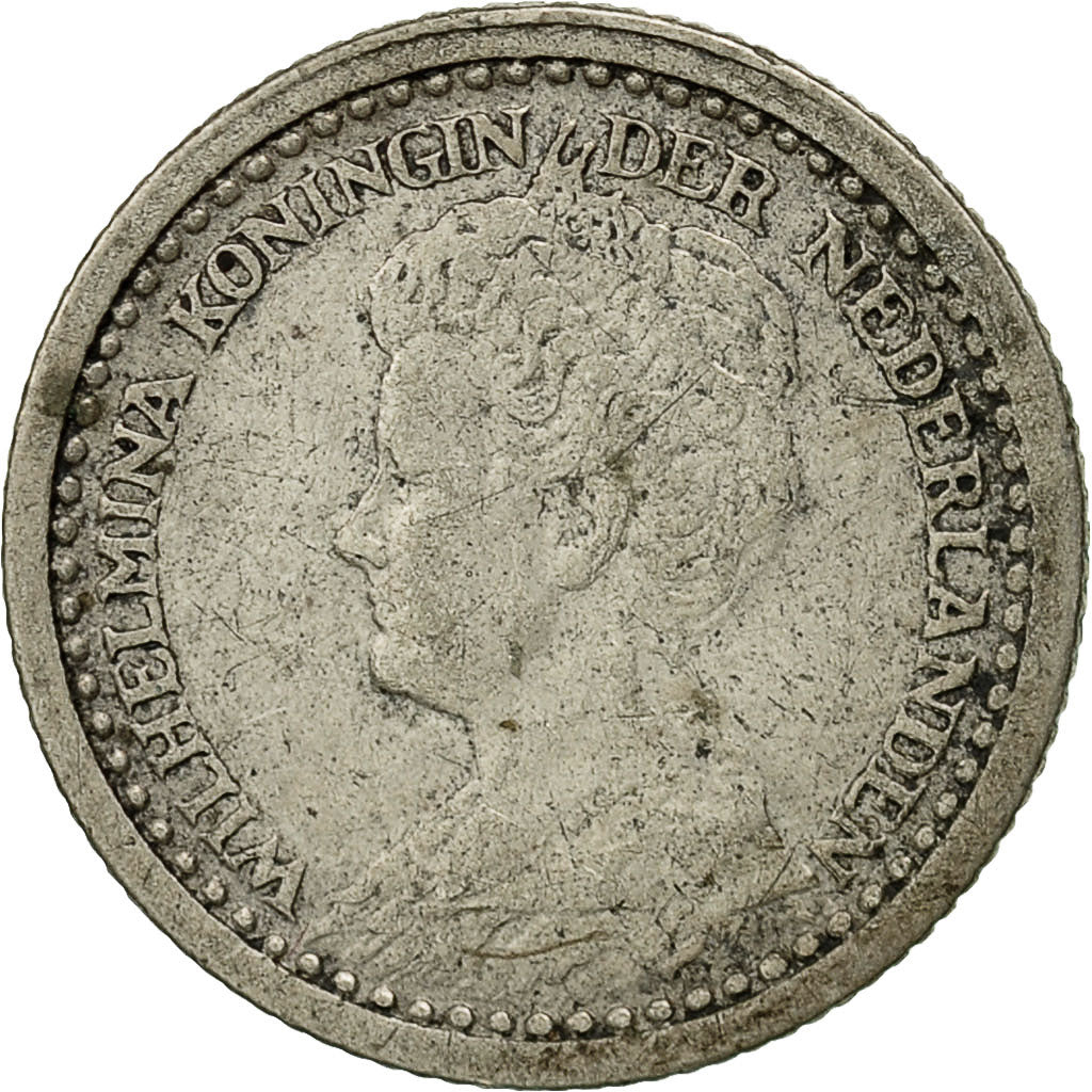 Coin, Netherlands, Wilhelmina I, 10 Cents, 1919, EF(40-45), Silver, KM:145