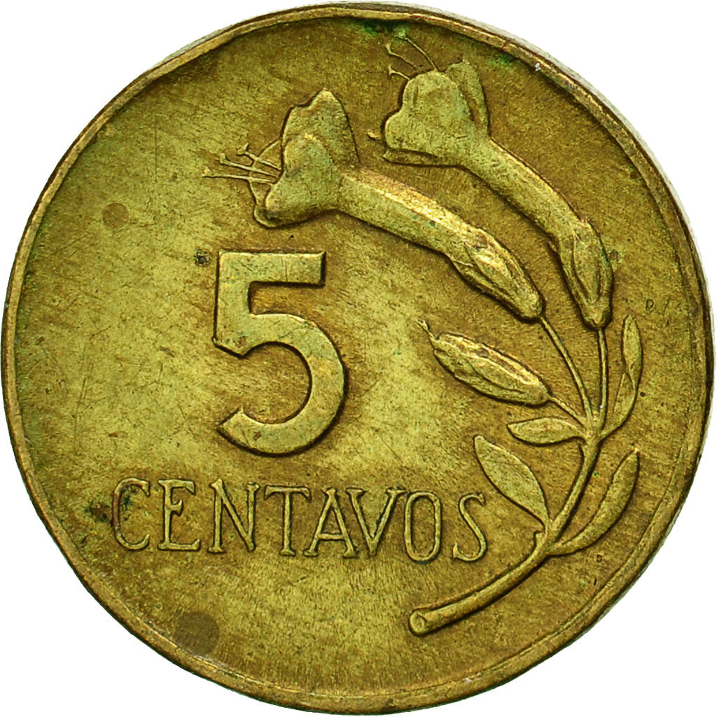 Moneda, Perú, 5 Centavos, 1969, Lima, MBC, Latón, KM:244.2