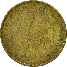 French Equatorial Africa, Franc, 1942, Pretoria, EF(40-45), Brass, KM:2