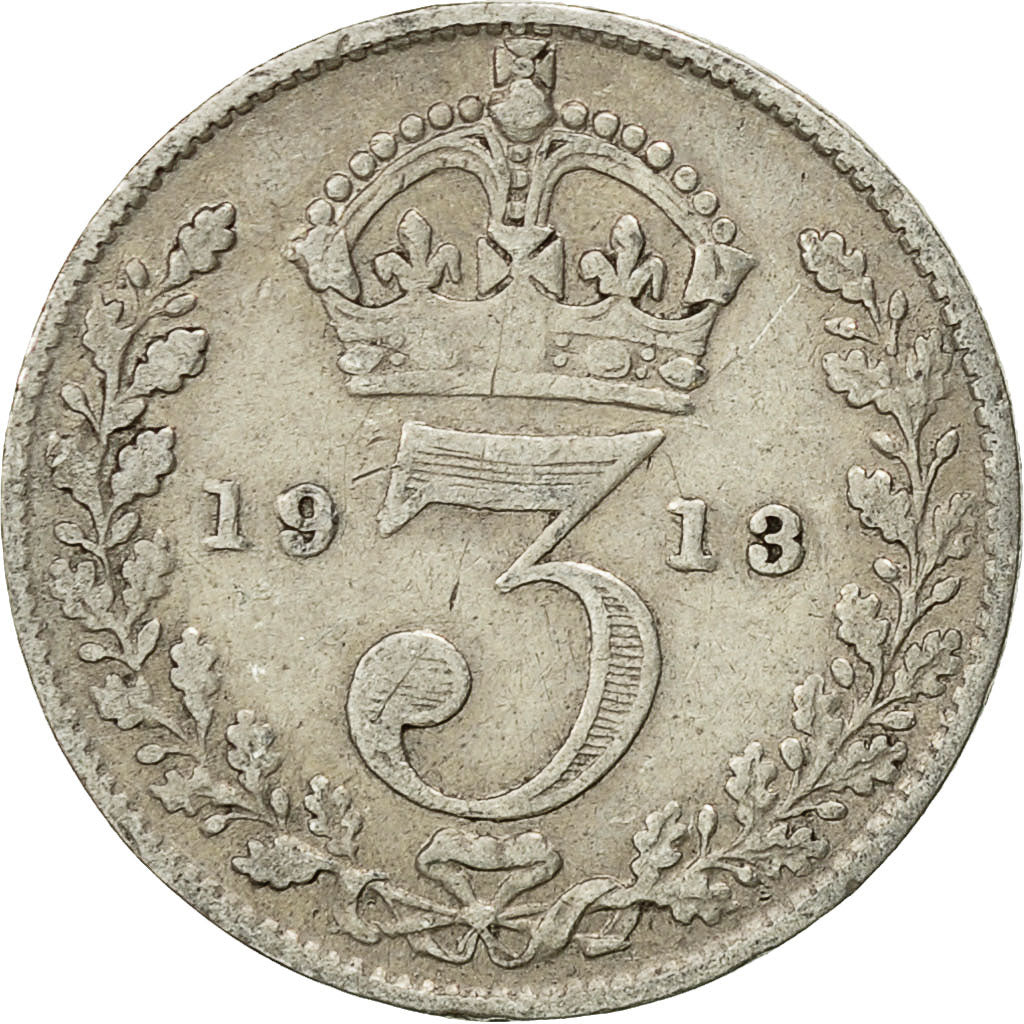 Coin, Great Britain, George V, 3 Pence, 1913, EF(40-45), Silver, KM:813