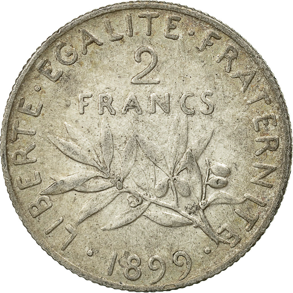 Moneta, Francia, Semeuse, 2 Francs, 1899, Paris, BB, Argento, KM:845.1, Le