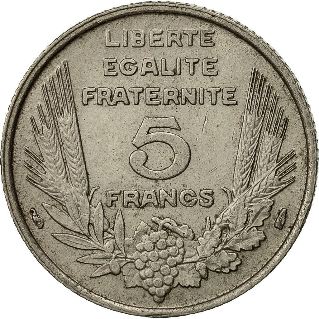 France, Bazor, 5 Francs, 1933, Paris, EF(40-45), Nickel, KM:887