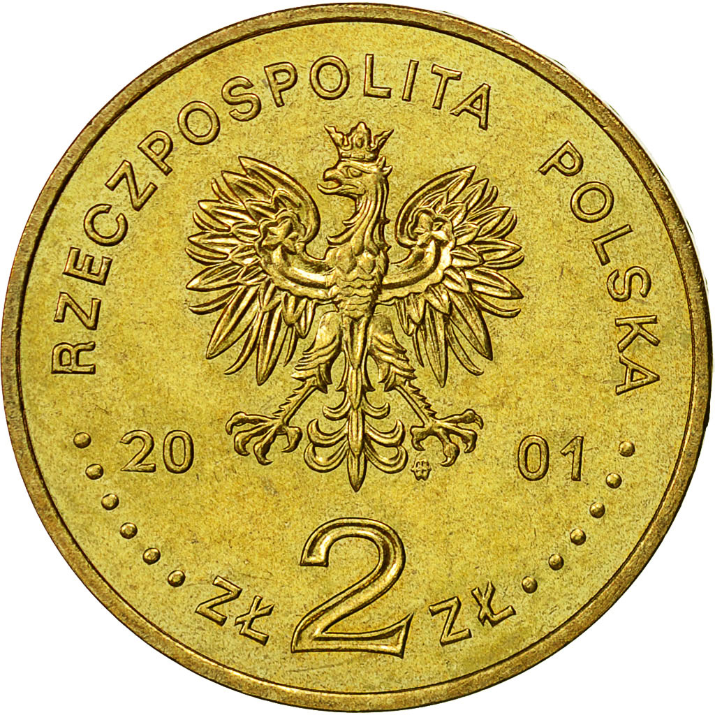 Coin, Poland, 2 Zlote, 2001, Warsaw, MS(60-62), Brass, KM:418