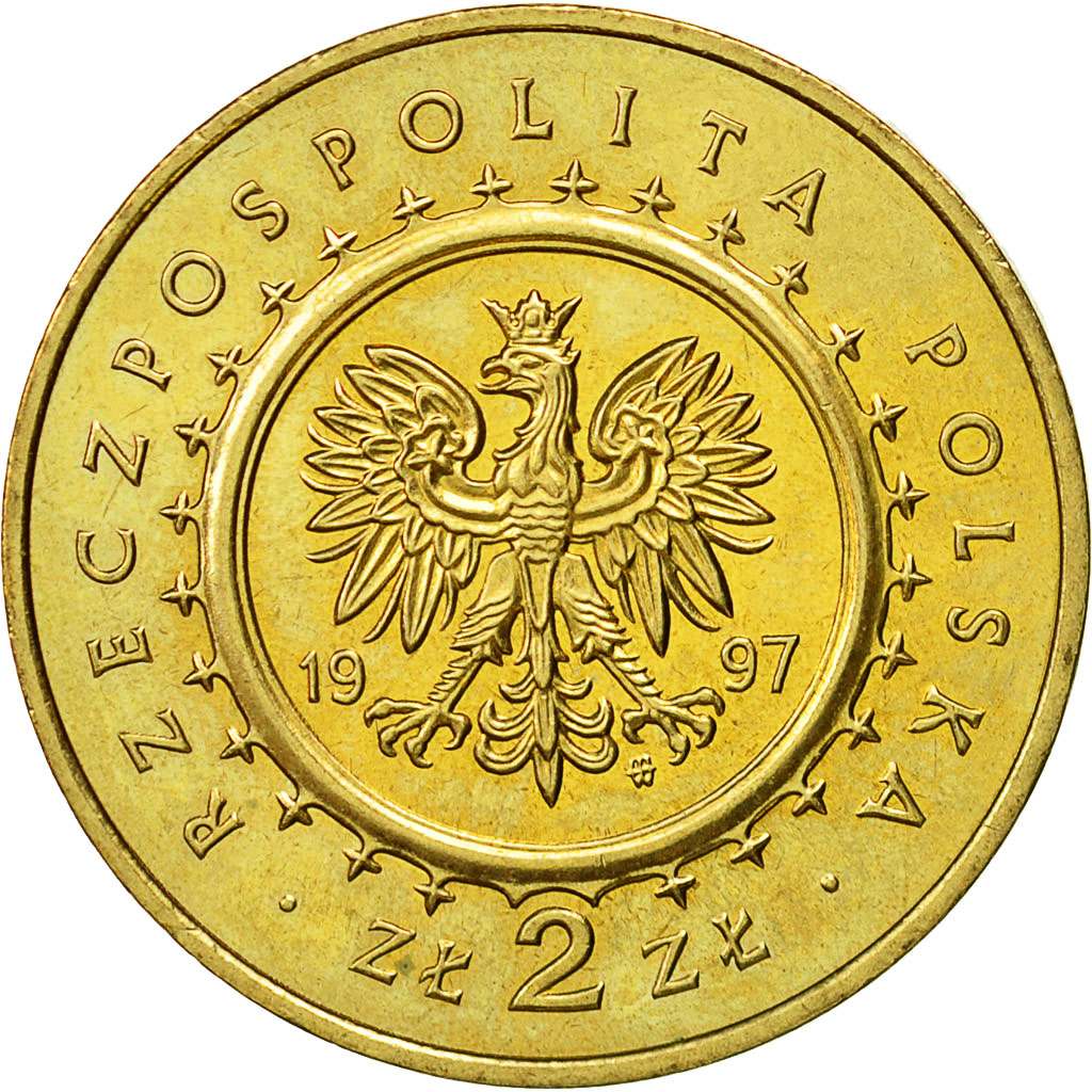 Poland, 2 Zlote, 1997, Warsaw, MS(60-62), Brass, KM:331