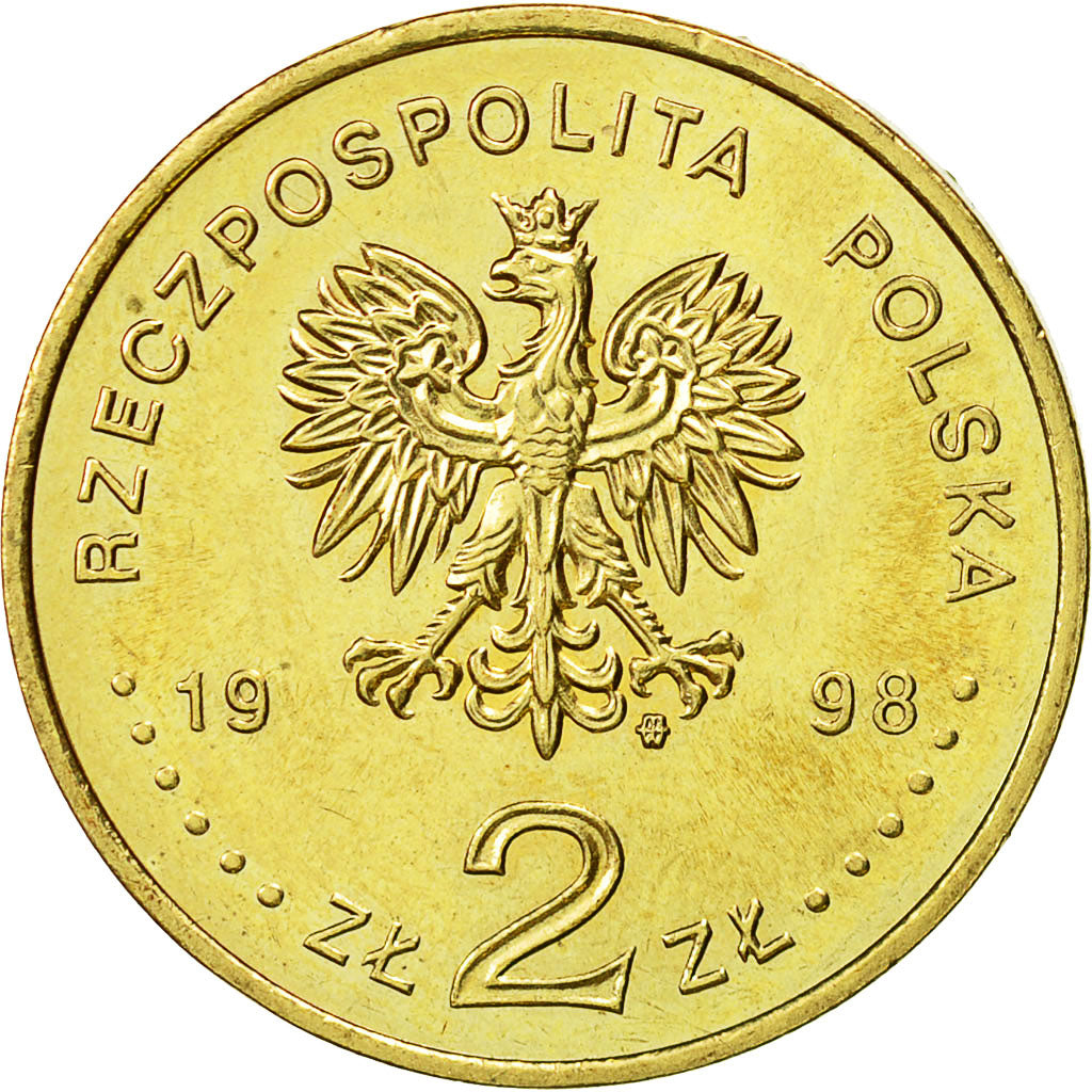 Münze, Polen, 2 Zlote, 1998, Warsaw, VZ+, Messing, KM:336
