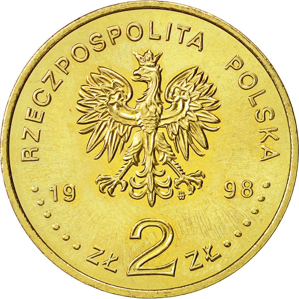 Coin, Poland, 2 Zlote, 1998, Warsaw, MS(60-62), Brass, KM:335