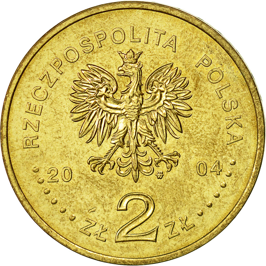 Coin, Poland, 2 Zlote, 2004, Warsaw, AU(55-58), Brass, KM:481