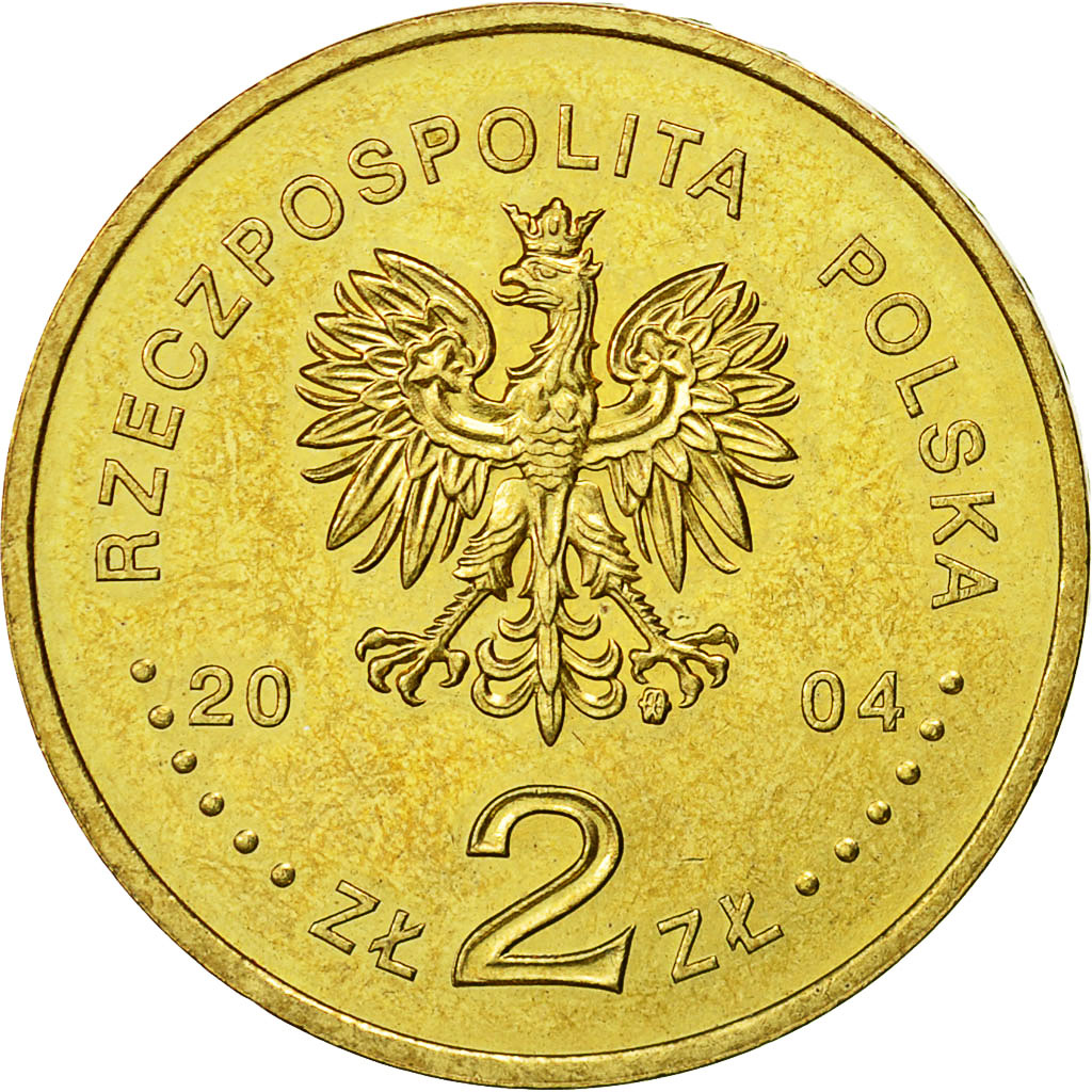 Coin, Poland, 2 Zlote, 2004, Warsaw, MS(60-62), Brass, KM:509