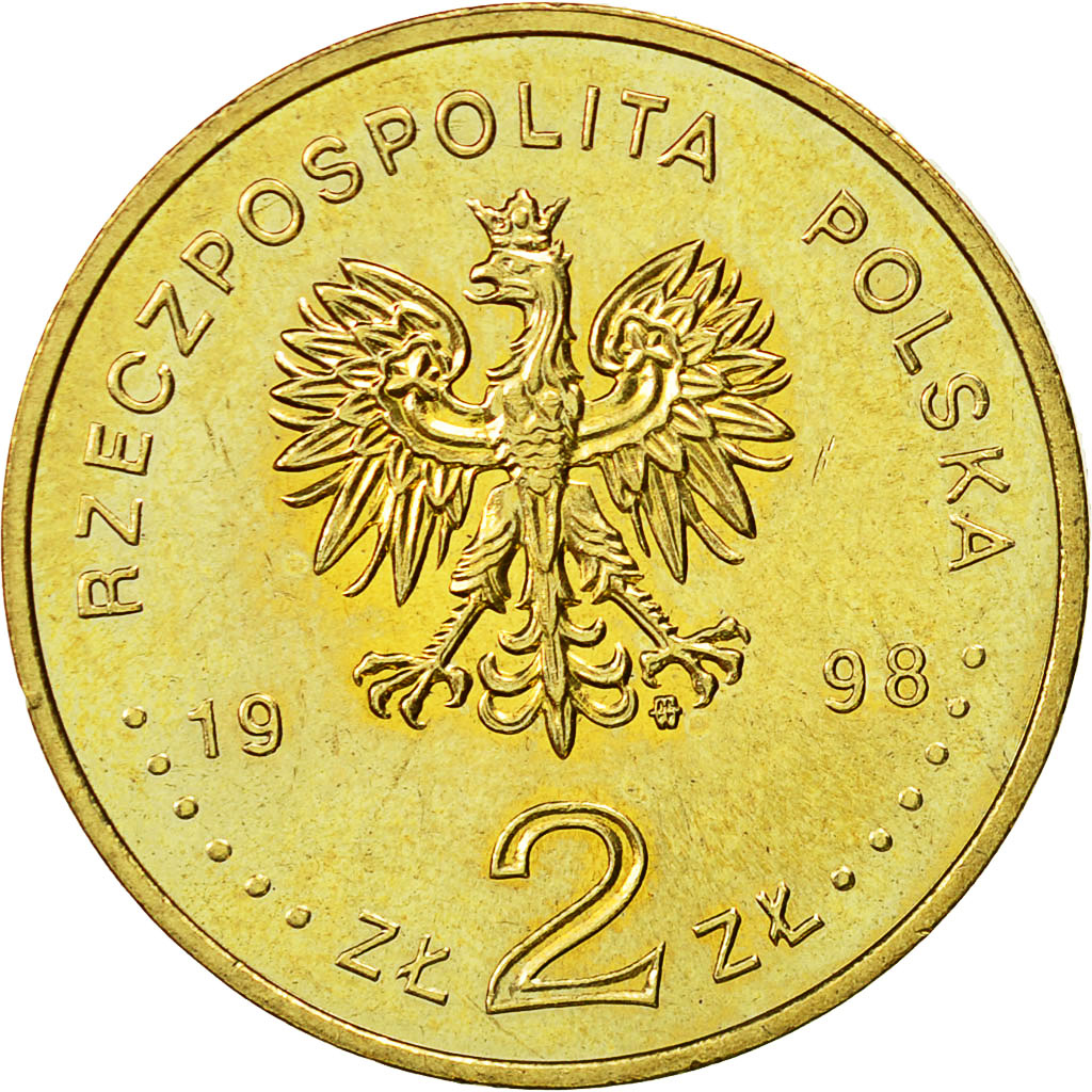 Coin, Poland, 2 Zlote, 1998, Warsaw, MS(63), Brass, KM:344