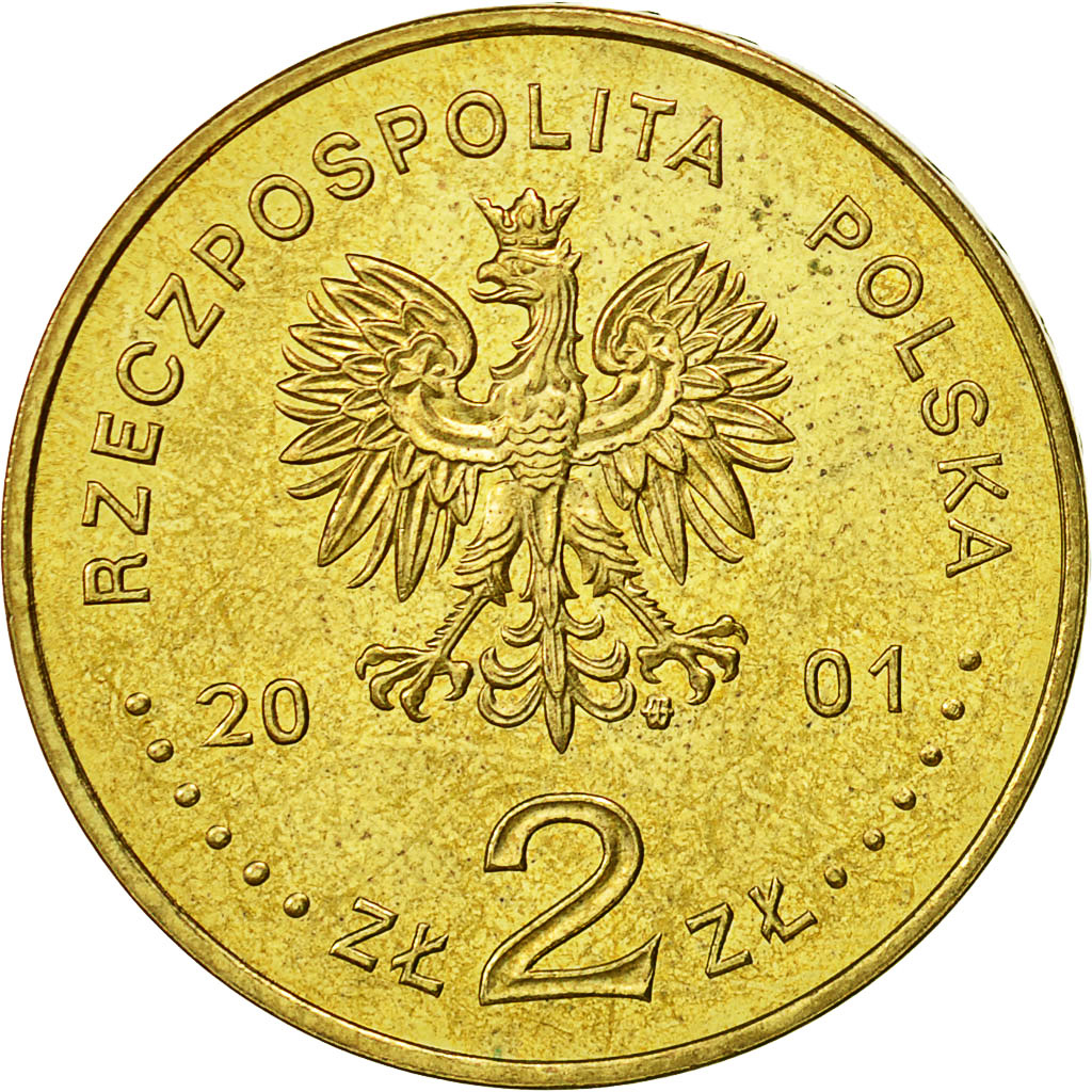 Poland, 2 Zlote, 2001, Warsaw, MS(60-62), Brass, KM:423