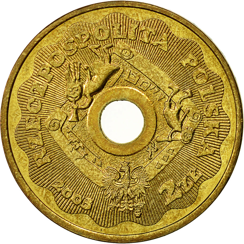 Poland, 2 Zlote, 2003, Warsaw, AU(55-58), Brass, KM:446