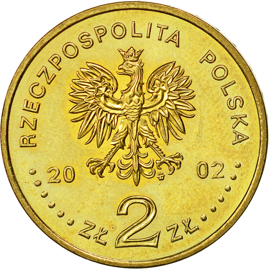 Coin, Poland, 2 Zlote, 2002, Warsaw, MS(60-62), Brass, KM:431