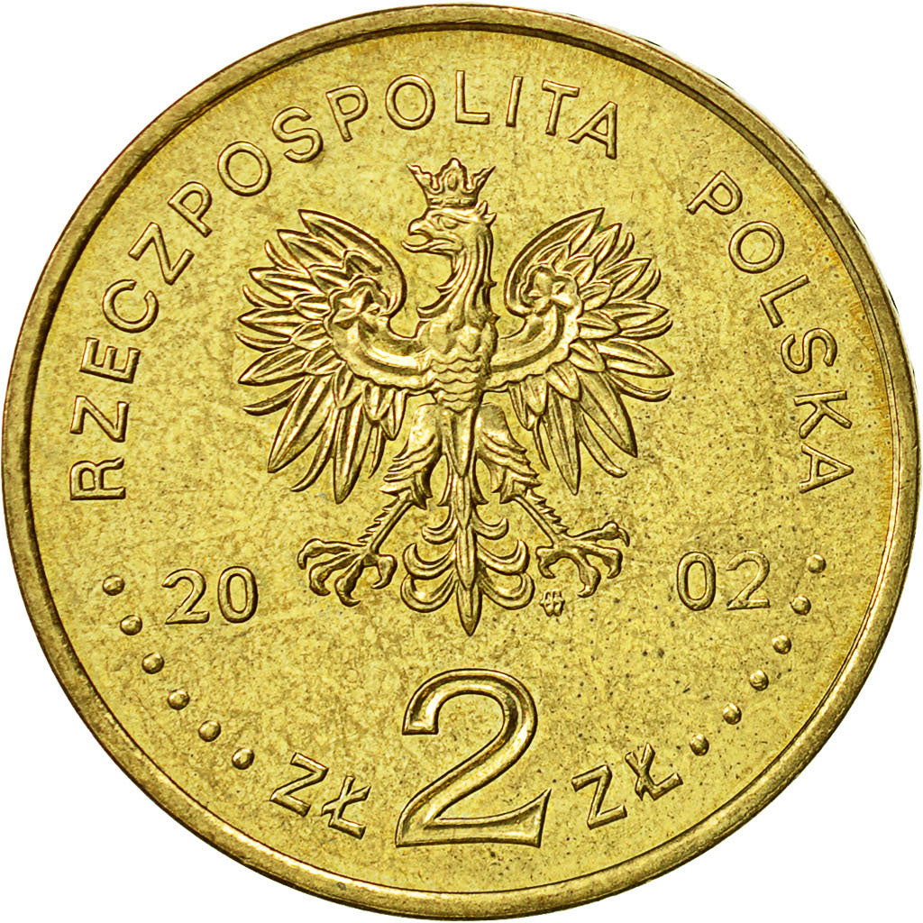 Coin, Poland, 2 Zlote, 2002, Warsaw, MS(60-62), Brass, KM:433