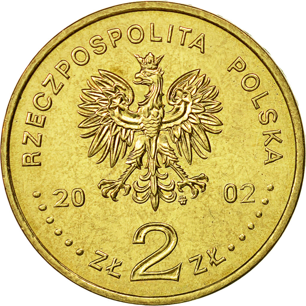 Coin, Poland, 2 Zlote, 2002, Warsaw, MS(60-62), Brass, KM:443