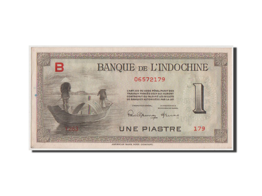 French Indo-China, 1 Piastre, 1945, KM #76a, UNC(63), B06572179