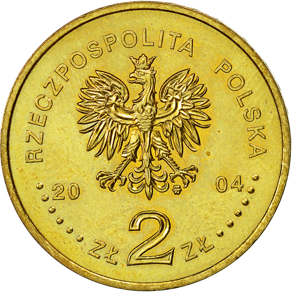 Münze, Polen, 2 Zlote, 2004, Warsaw, VZ, Messing, KM:516