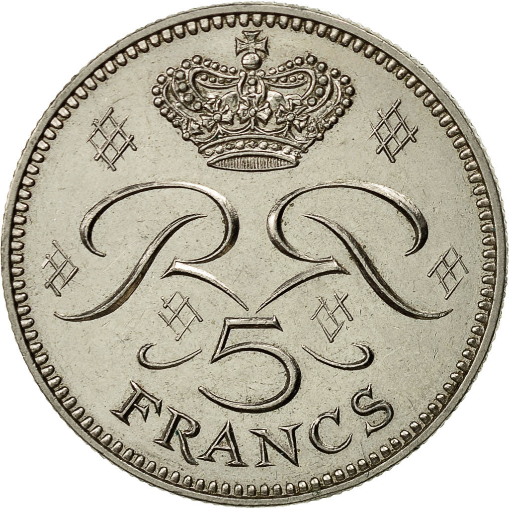 Monaco, Rainier III, 5 Francs, 1971, AU(55-58), Copper-nickel, KM:150