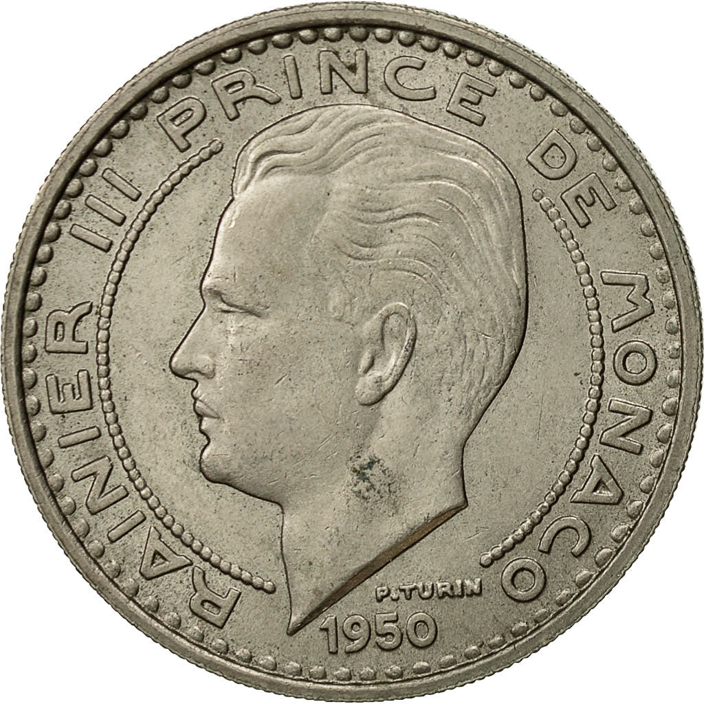 Coin, Monaco, Rainier III, 100 Francs, Cent, 1950, AU(50-53), Copper-nickel