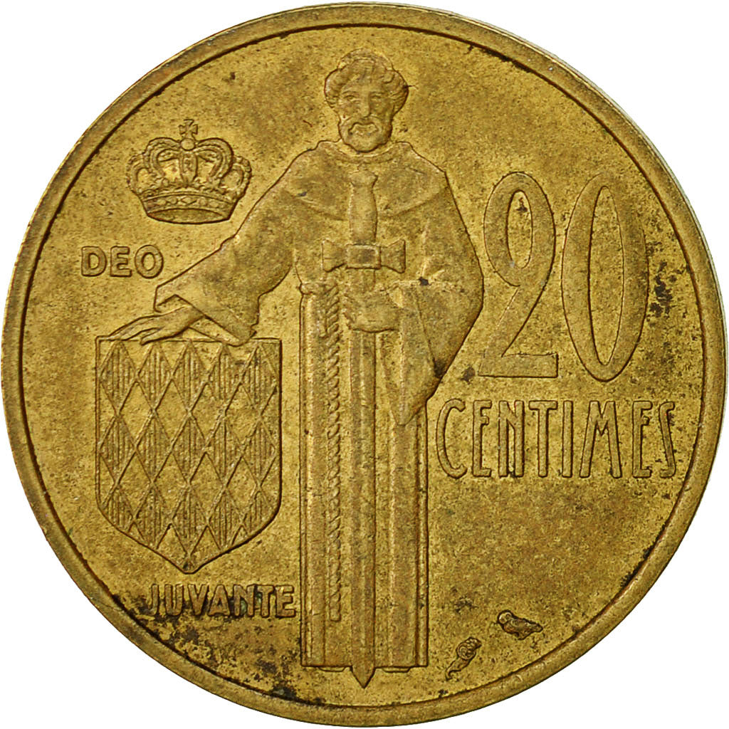 Coin, Monaco, Rainier III, 20 Centimes, 1962, EF(40-45), Aluminum-Bronze