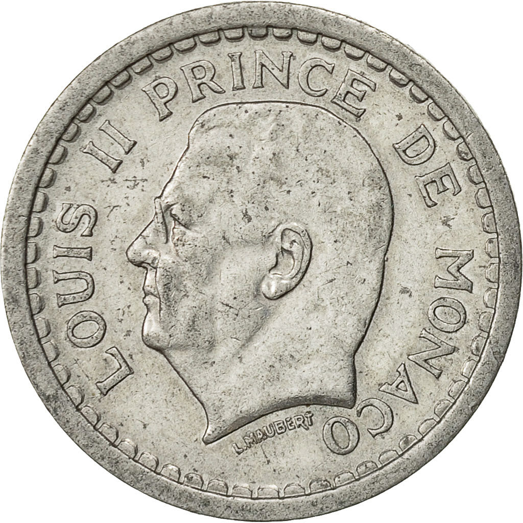 Münze, Monaco, Louis II, Franc, Undated (1943), Poissy, SS, Aluminium, KM:120