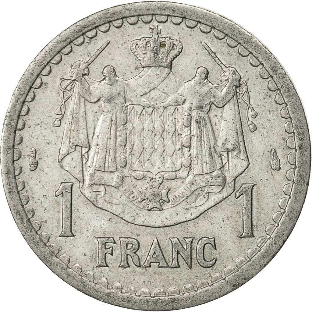 Münze, Monaco, Louis II, Franc, Undated (1943), Poissy, SS, Aluminium, KM:120