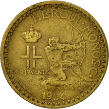 Coin, Monaco, Louis II, 2 Francs, 1924, Poissy, EF(40-45), Aluminum-Bronze