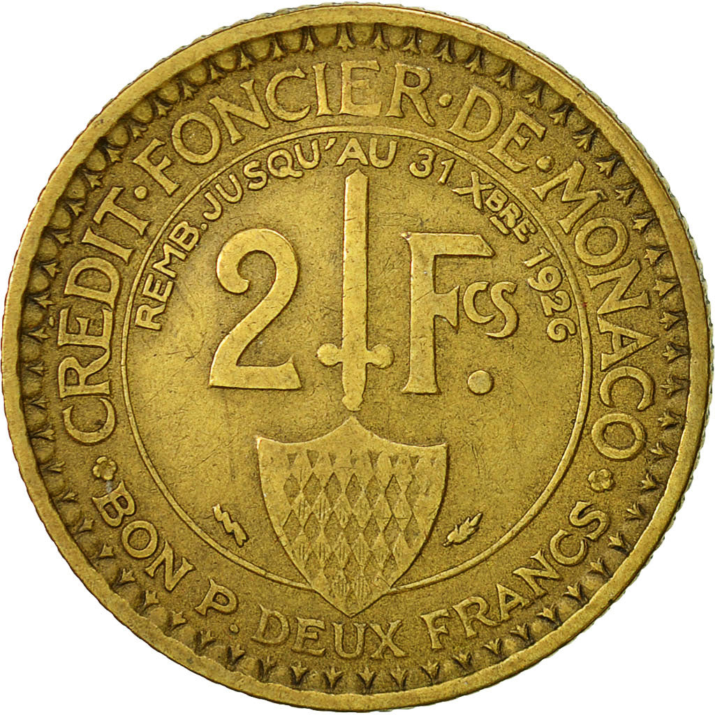 Monnaie, Monaco, Louis II, 2 Francs, 1924, Poissy, TTB, Aluminum-Bronze, KM:112